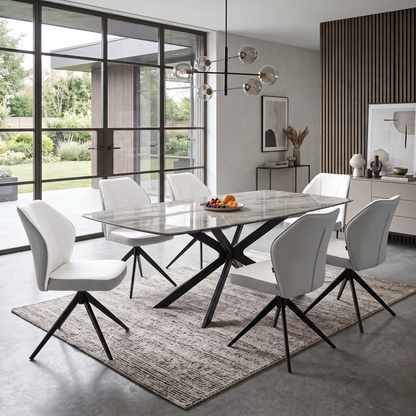 'Julio' G5 Stone Grey Fabric Set of 6 Swivel Dining Chairs