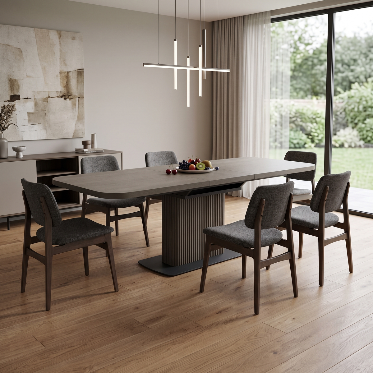 'Jai' Dark Oak Solid Oak Large Extending Dining Table