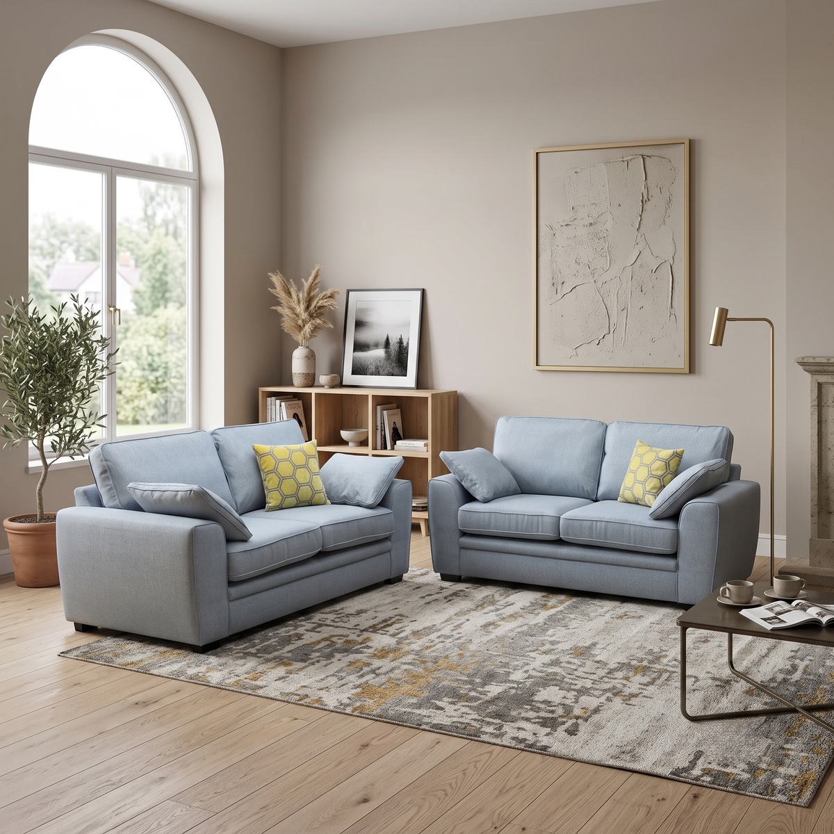 Chalfont Orm Duck Egg Fabric 3 + 2 Seater Sofa Set – view 2