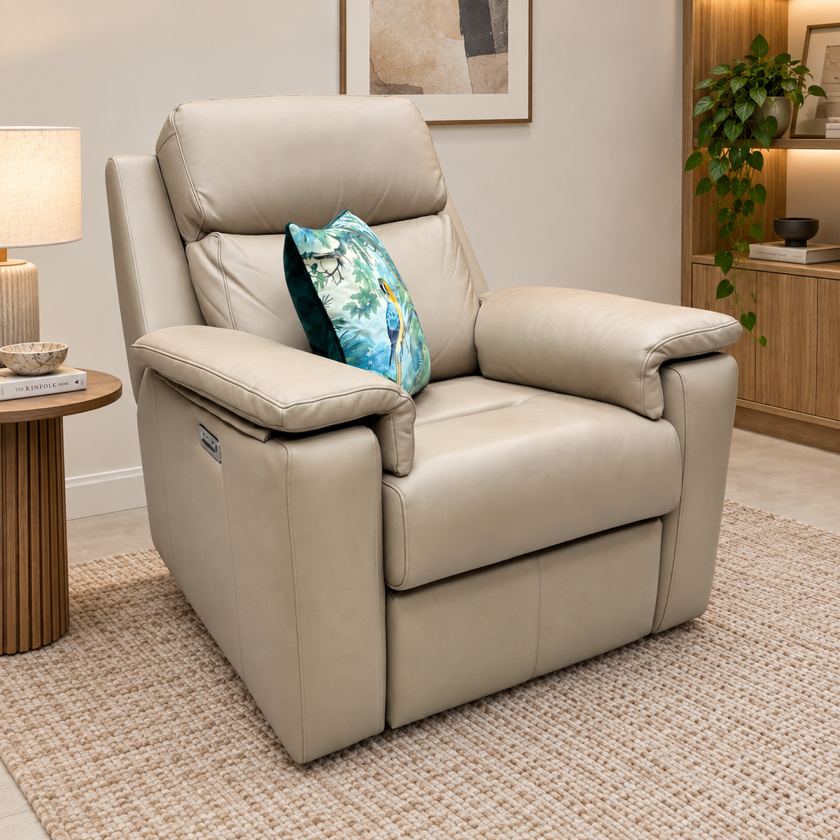 G Plan 'Thornbury' L845 Cambridge Putty Cream Leather Power Recliner Chair with Power Headrest and Power Lumbar