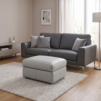 G Plan ‘Seattle’ H008 Durham Grey Leather Storage Footstool