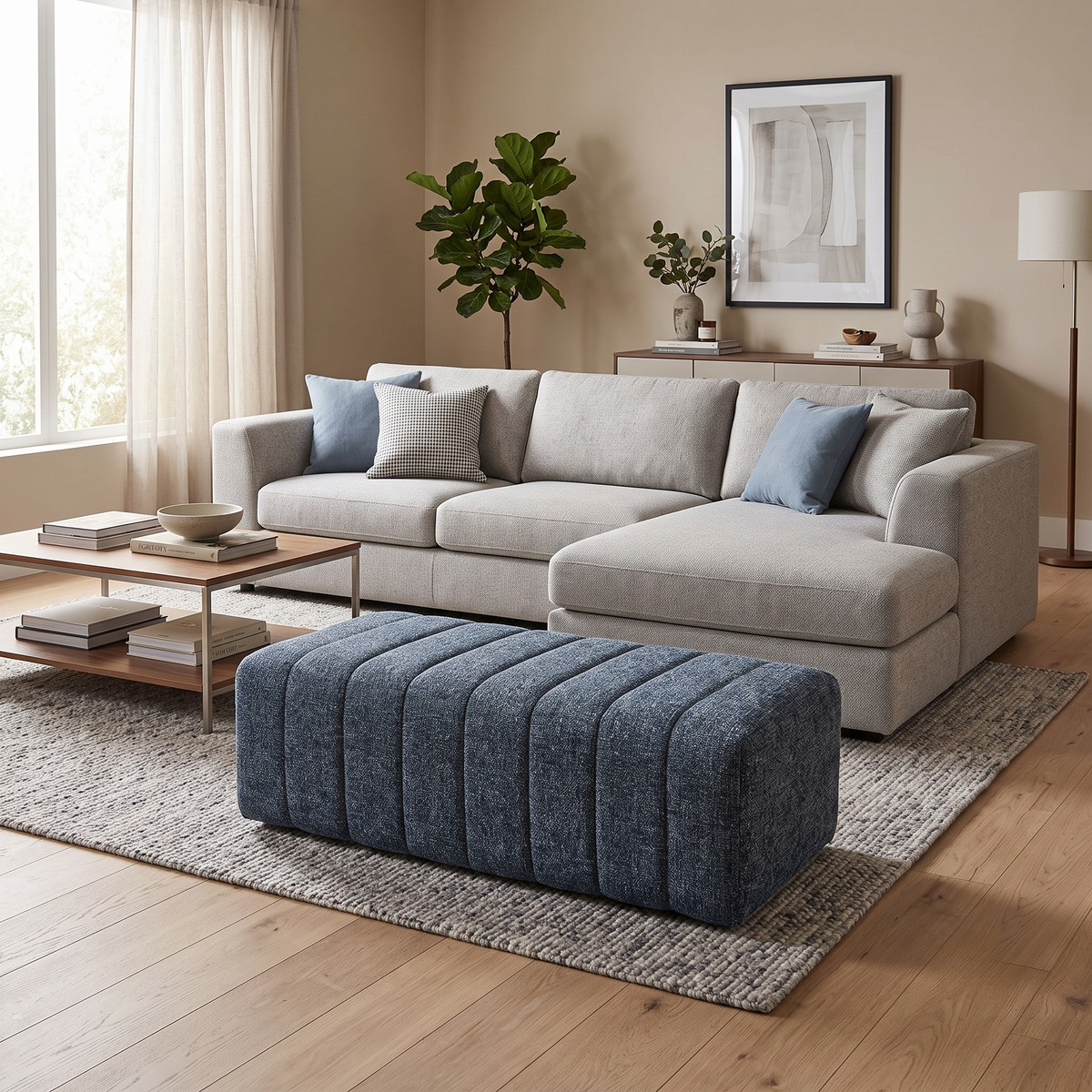 'Retreat’ Odyssey Subzero Dark Grey Fabric Designer Footstool
