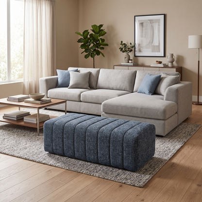 'Retreat’ Odyssey Subzero Dark Grey Fabric Designer Footstool