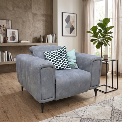 'Elphaba' Dexter Mocha Grey Velvet Fabric Power Recliner Chair with Storage Arms