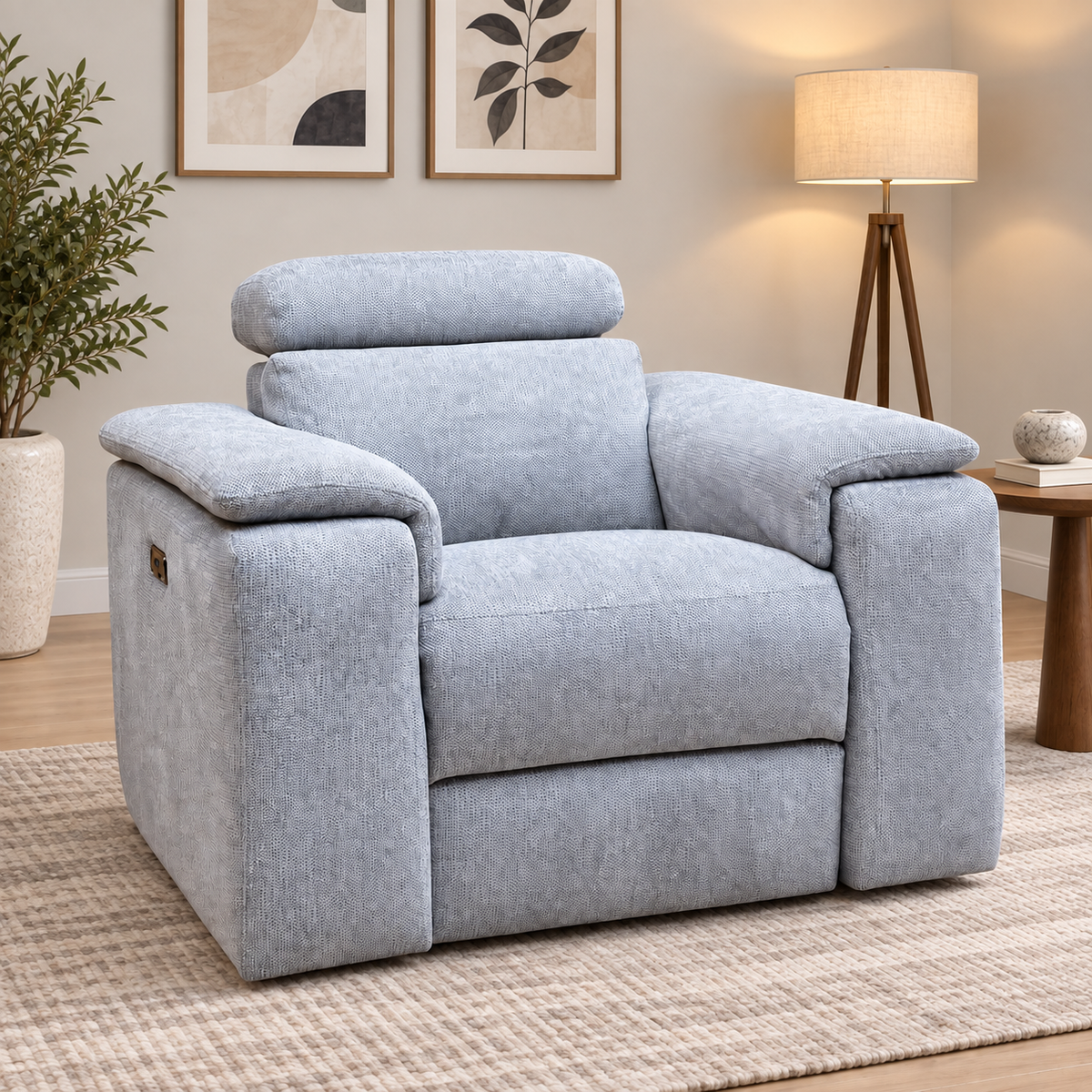 Nicoletti 'Davide' Zoia Glacier Grey 9505 Woven Fabric Swivel Rocker Recliner Chair