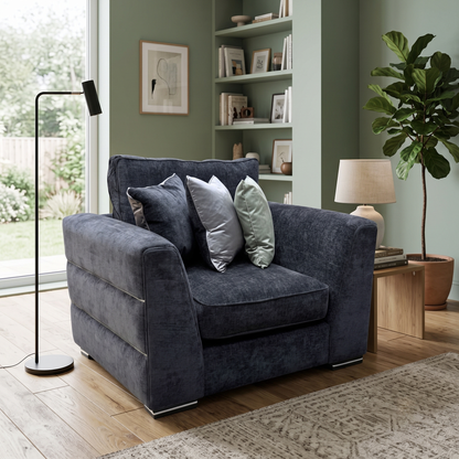 'Belissimo' Mirage Black - Silver Cp Fabric Chair