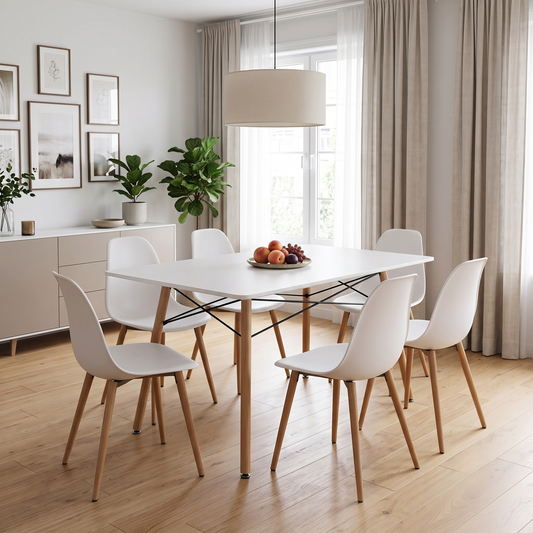 Aaron Veneer Wood Top Small Dining Table with Wooden Legs – view 2