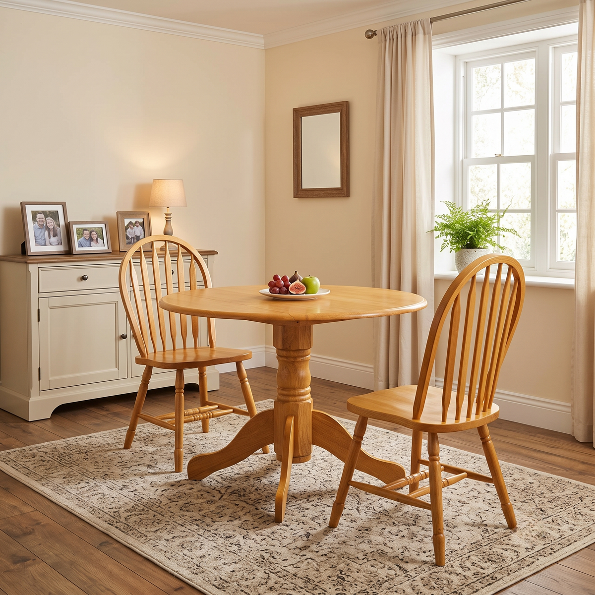 'Barry' Oak Veneer Round Fold Up Dining Table