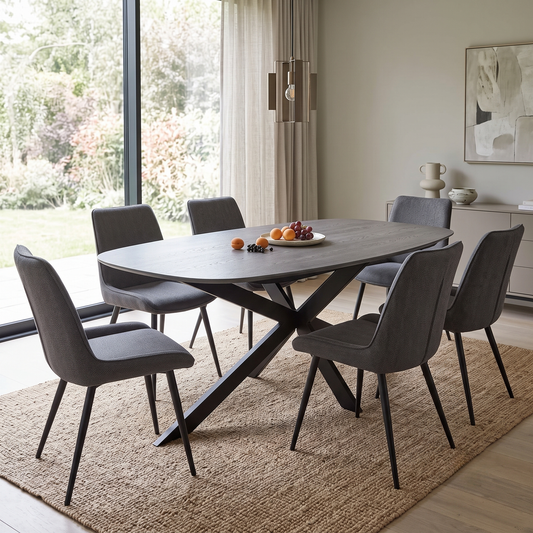 Sadia Smoked Oak Veneer Large Oval Dining Table – view 2