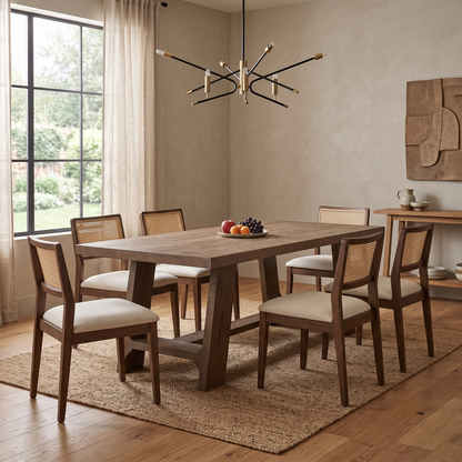 ‘Massimo’ Cashew Brown Veneer 230cm Wooden Dining Table