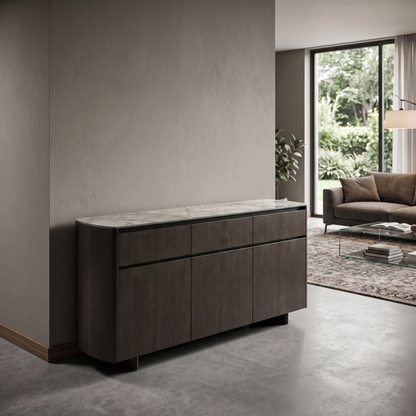 'Connor' White Ceramic Top 3 Door 3 Draw Sideboard