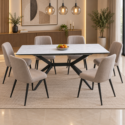 ‘Lia’ Grey Veneer Small Extending Dining Table