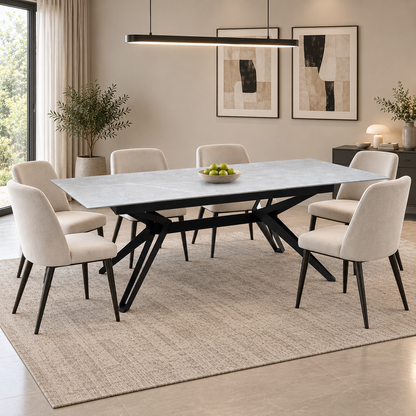 Kore Grey Sintered Stone Top Large Extending Dining Table – view 2