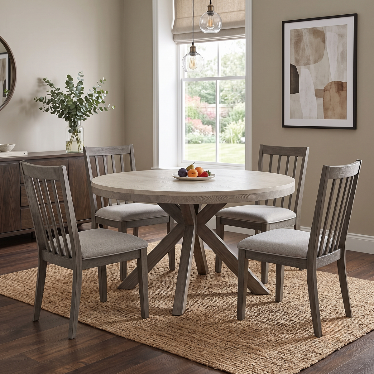 'Falun' Smoked Oak Solid Oak Round Dining Table