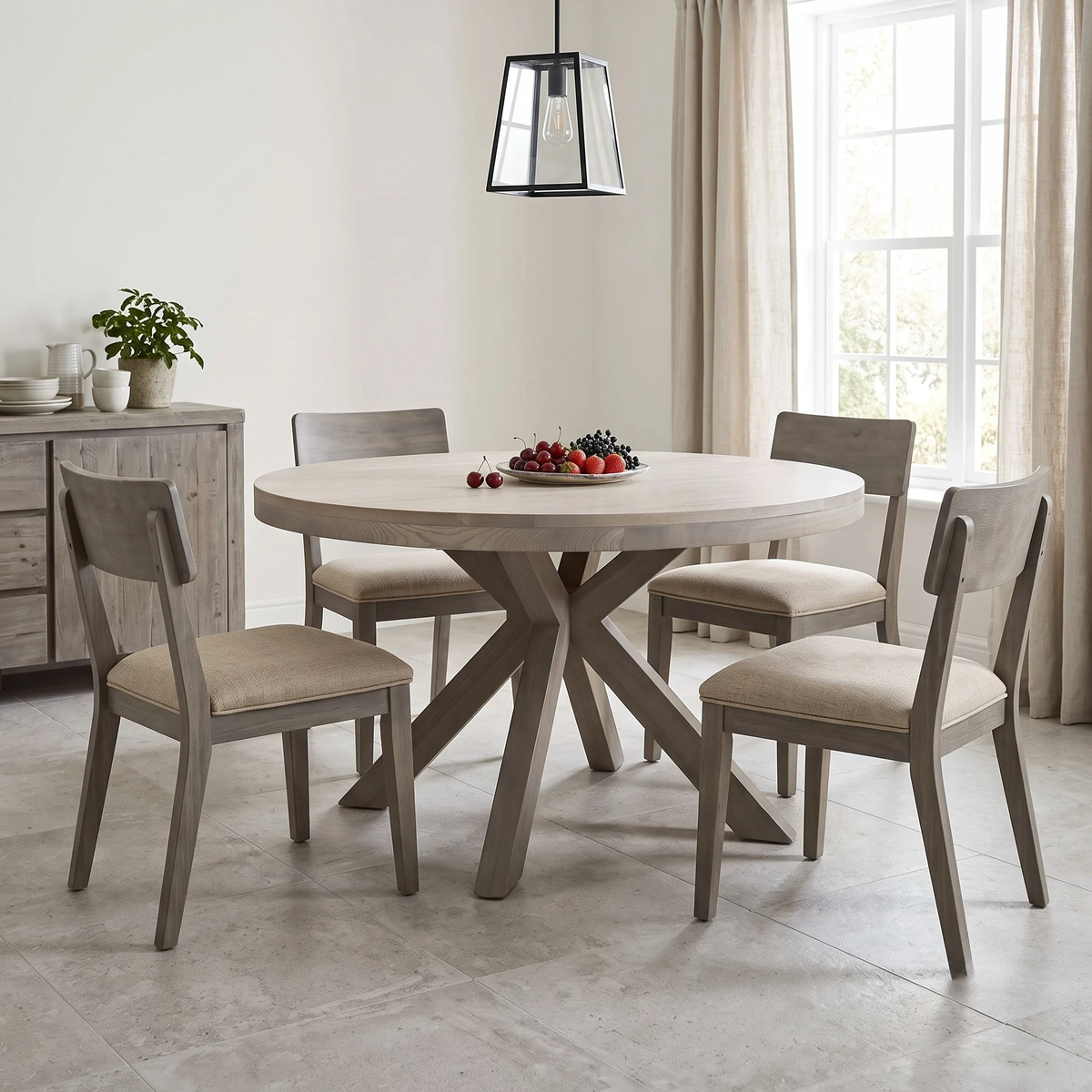 'Falun' Smoked Oak Solid Oak Round Dining Table