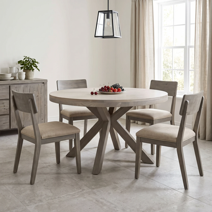 'Falun' Smoked Oak Solid Oak Round Dining Table