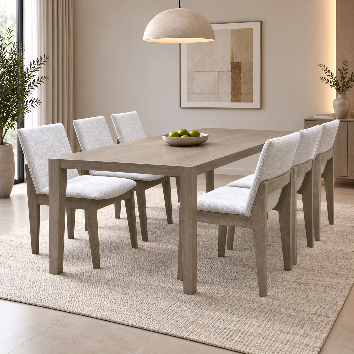 'Falun' Light Grey Fabric Set of 6 Dining Chairs