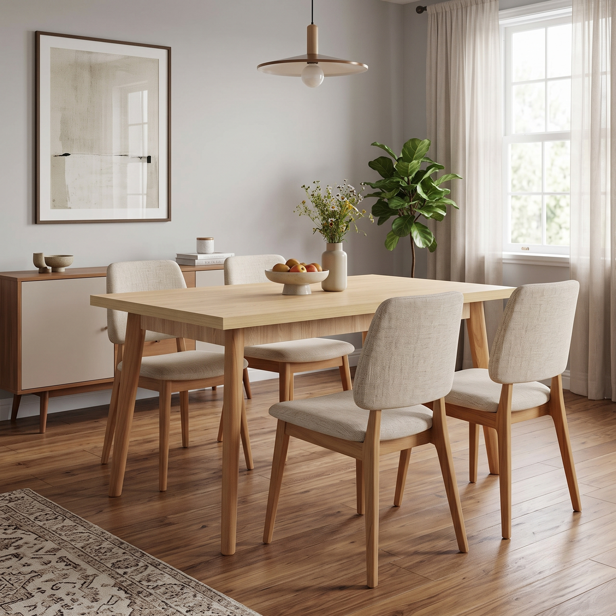 'Darius' Light Oak Solid Oak Dining Table with Beech Legs