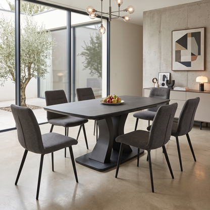'Daiva' Graphite Grey High Gloss Extending Dining Table