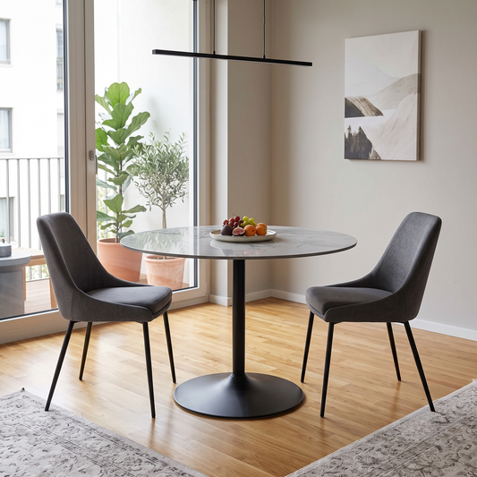 Cody White Ceramic Top Small Round Dining Table – view 2