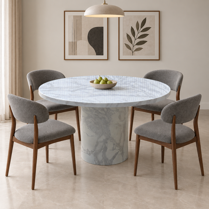 Carra White Ceramic Top Round Dining Table – view 2