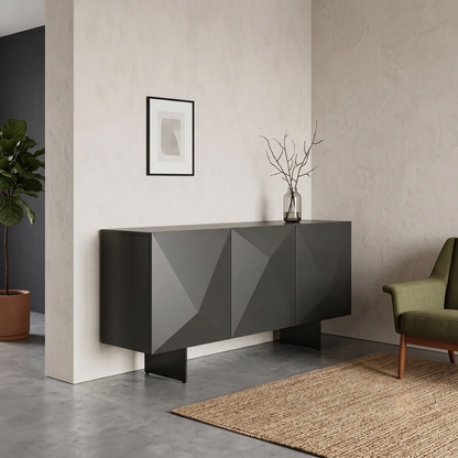 'Atlas' Grey Painted Finish 3 Door Sideboard