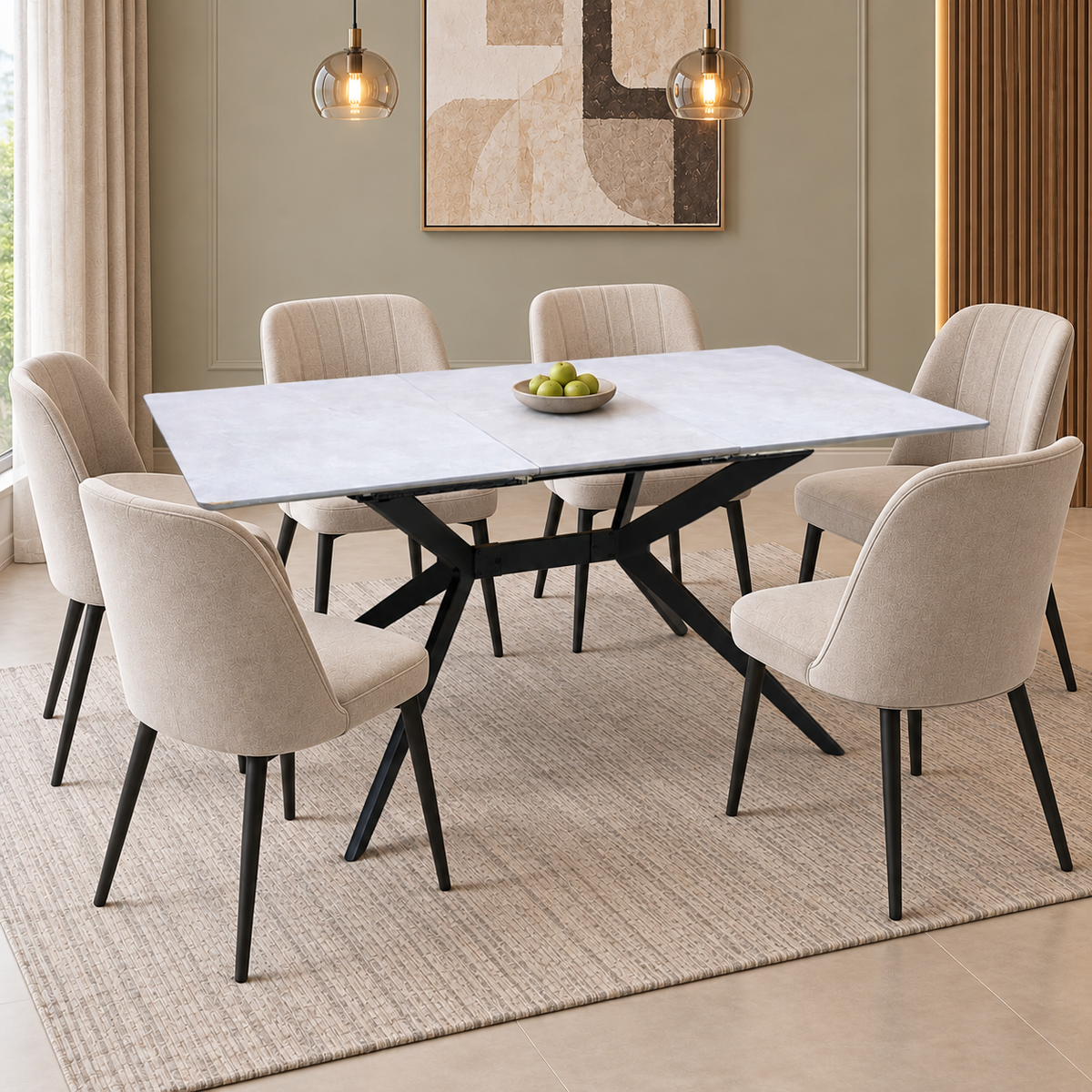 ‘Lia’ Grey Veneer Small Extending Dining Table