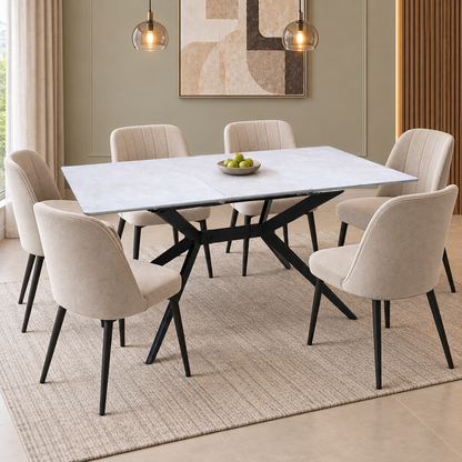 ‘Lia’ Grey Veneer Small Extending Dining Table