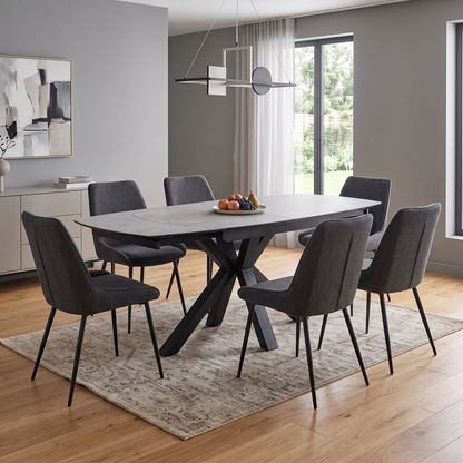 'Raul' Silver Ceramic Top 120cm Swivel Extending Dining Table