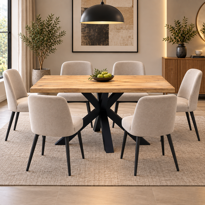 Bodahl 'Njord' 1 Oil Solid Oak Raw Edge 140cm Dining Table with Metal Star Base