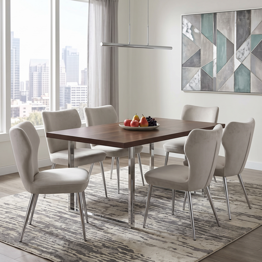 Elegante Ivory White Faux Leather Set of 6 Dining Chairs – view 2