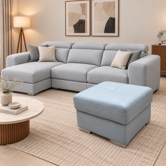 Nicoletti Galileo Torello Alumino Grey Leather Storage Footstool – view 2