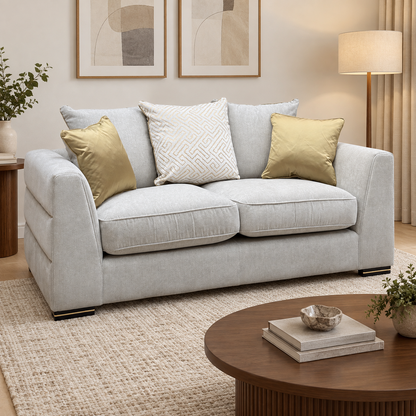 'Belissimo' Mirage Pebble Cp Beige Fabric 2 Seater Scatter Back Sofa