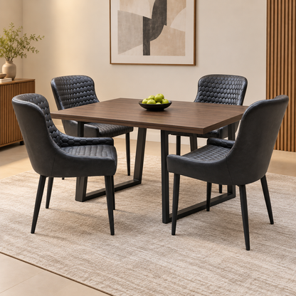 'Osaka' Black Faux Leather Set of 4 Dining Chairs