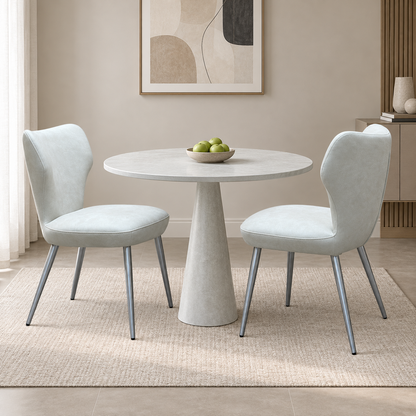 ‘Elegante’ Ivory White Faux Leather Pair of Dining Chairs
