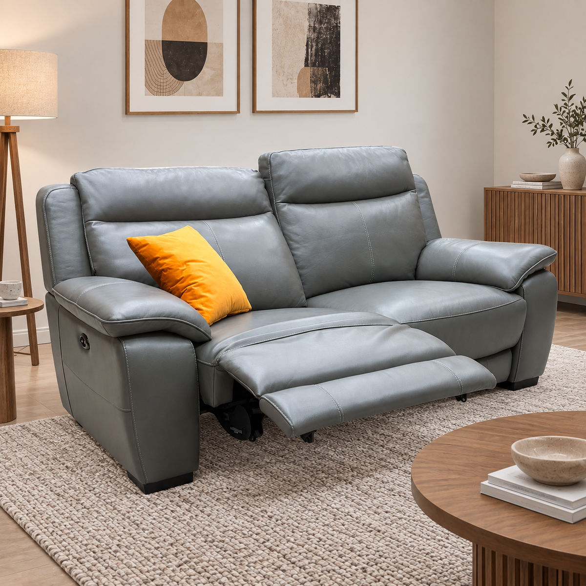 'Starlight Express' Nc-088e Charcoal Grey Leather 3 Seater Power Recliner Sofa
