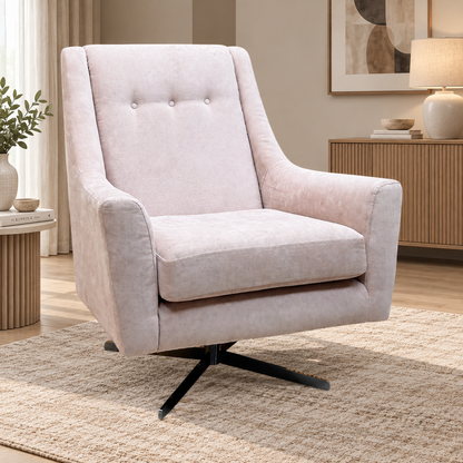 'Legend' Kingston Blush Pink Fabric Designer Swivel Chair