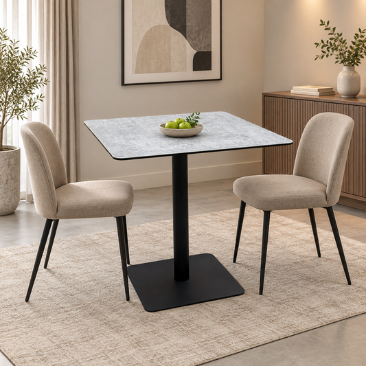 Pique Silver Ceramic Top Small Square Dining Table – view 2