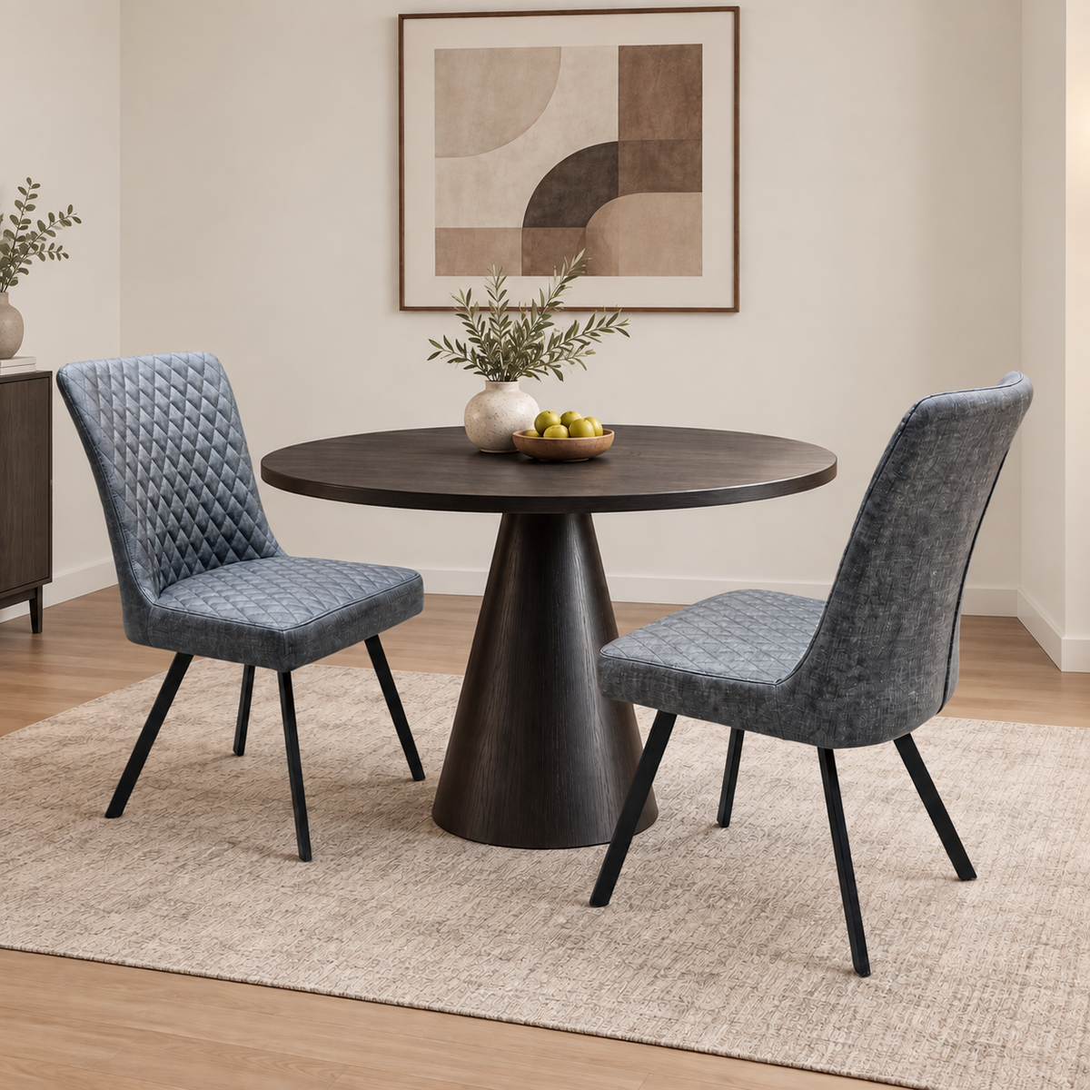 'Earth' Graphite Grey Fabric Pair of Dining Chairs