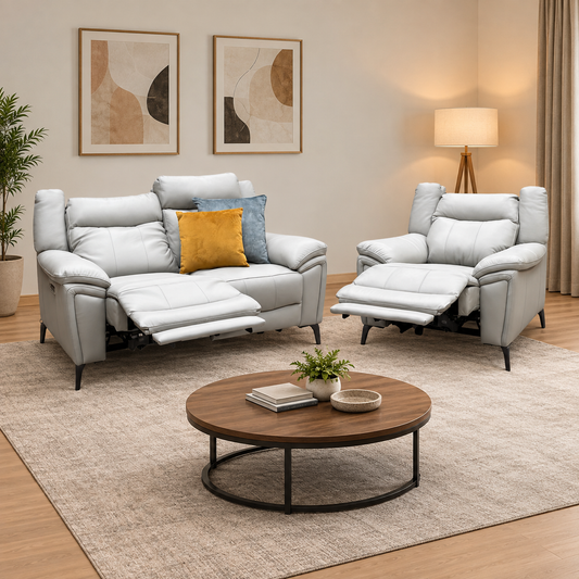 Panache Lead Grey Cat-60_23 Leather 2 Seater Power Recliner with Power Headrest and Heated Seats + Power Chair Sofa Set – view 2