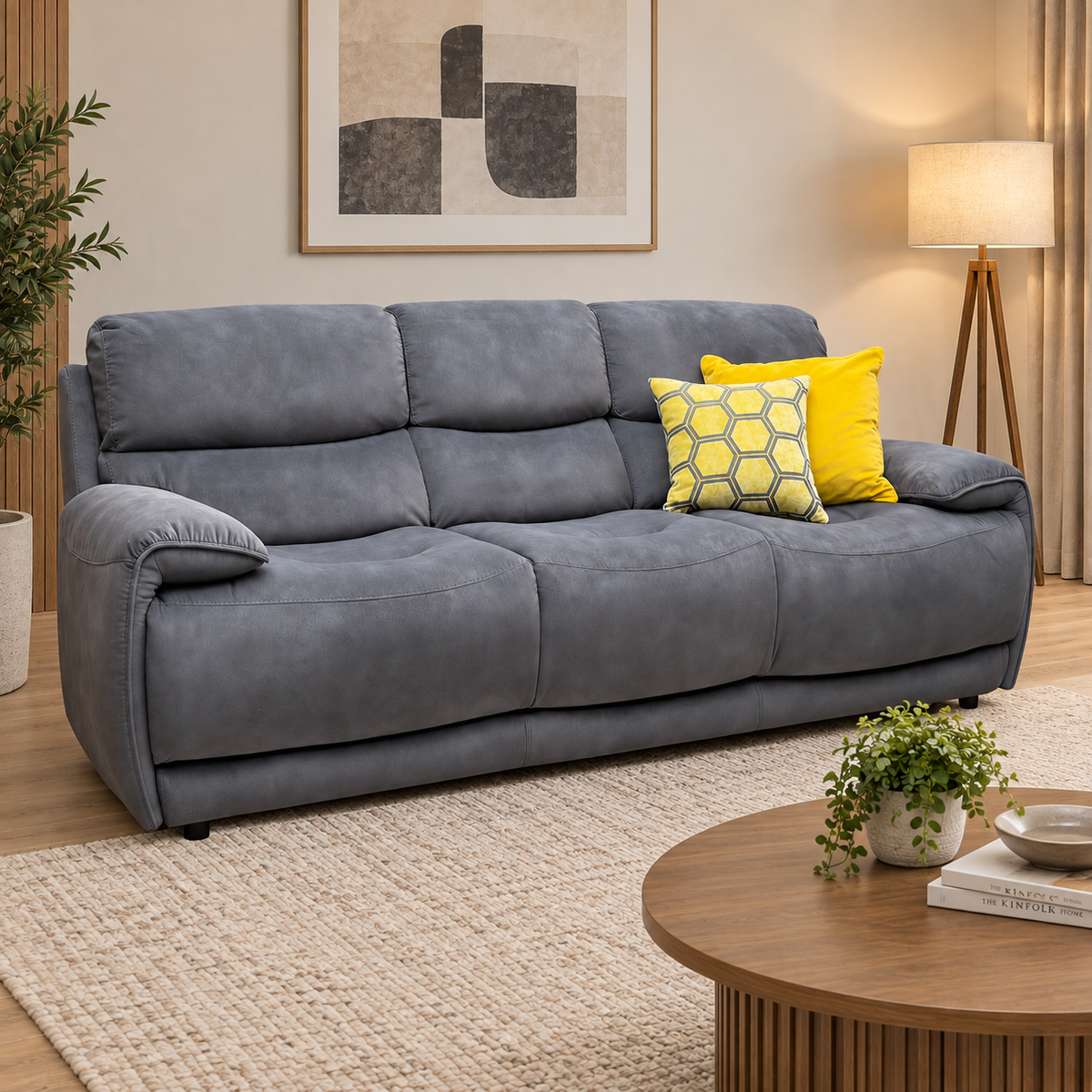 ‘Link’ Dark Grey Heavy Duty Fabric 3 Seater Sofa
