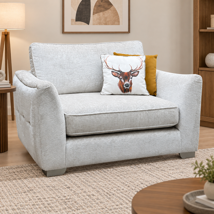 'Boujee' Lustro Dove Grey Ct Fabric Snuggler Chair