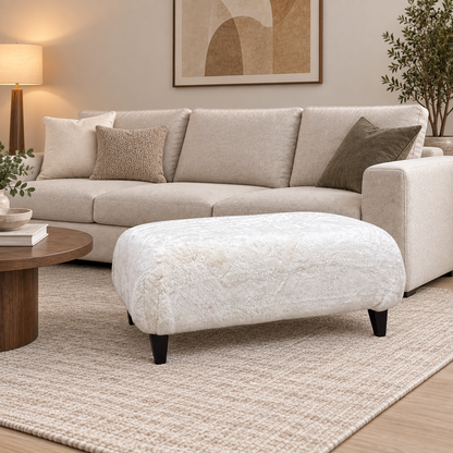 'Aura’ Bear Ivory Dw Ft Faux Fur Footstool