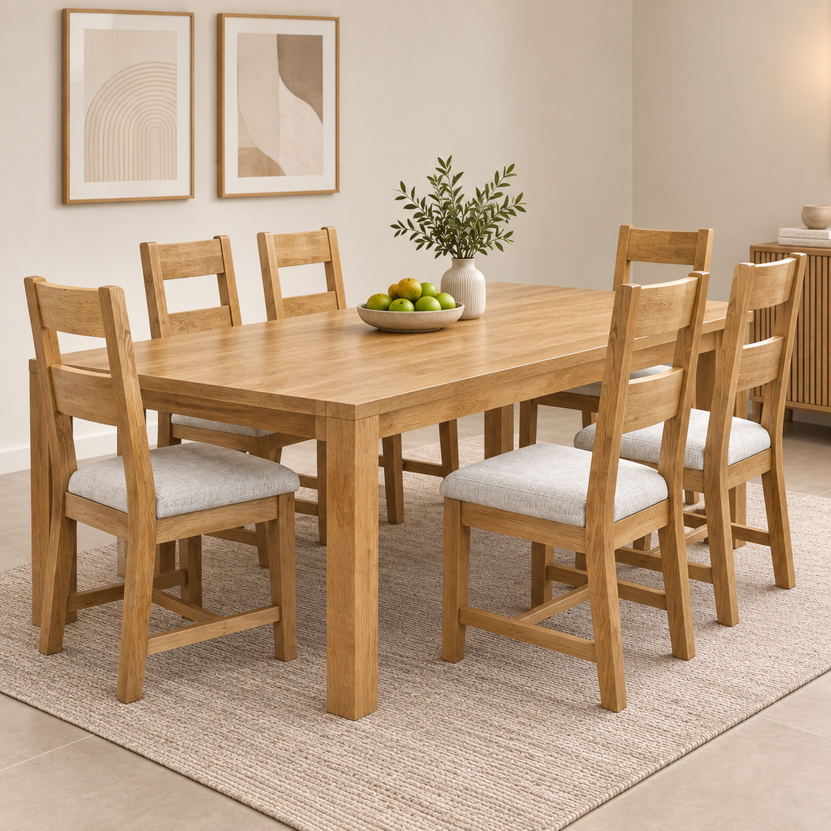 'Augusta' Clay Grey Upholstery Fabric Wooden Ladderback Set of 6 Dining Chairs