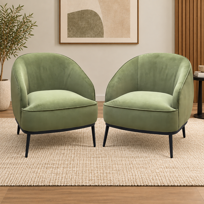 'Studio’ Moss Green Fabric Accent Chair - Set of 2