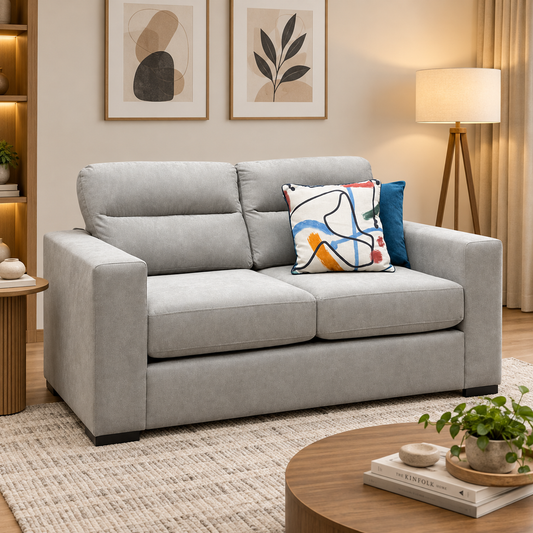 Seville Light Grey Fabric 2 Seater Sofa – view 2