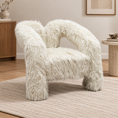 'Freyja’ Ivory Faux Fur Accent Chair