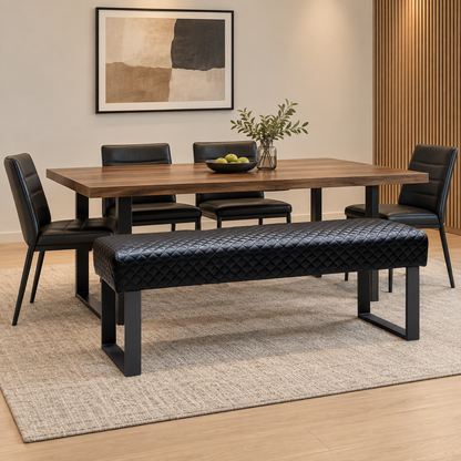 ‘Bromley' Black Faux Leather Standard Dining Bench