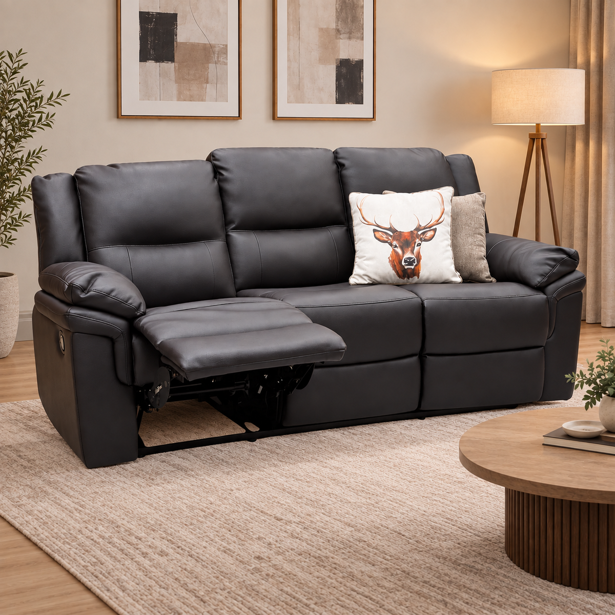 'Albion' Chocolate Brown Luxury Faux Leather High Back 3 Seater Sofa Manual Recliner Sofa