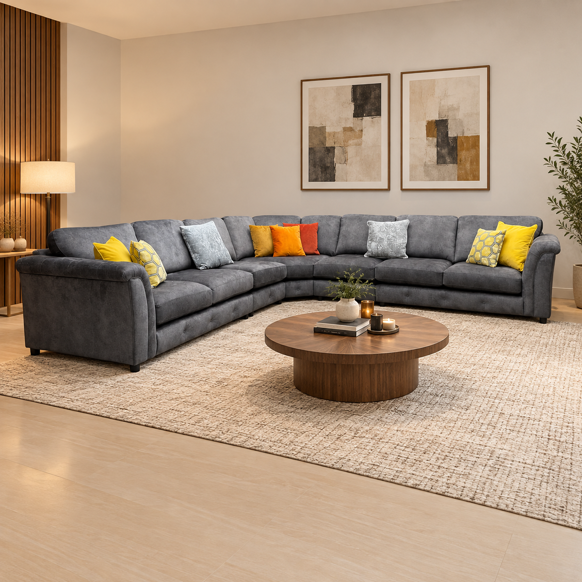 'Aura' Kenzo Mink Dw Ft Velvet Fabric Classic Back XL Corner Sofa